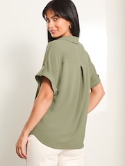 Lipsy Khaki Green Short Sleeve Utility Shirt - Image 4 of 4