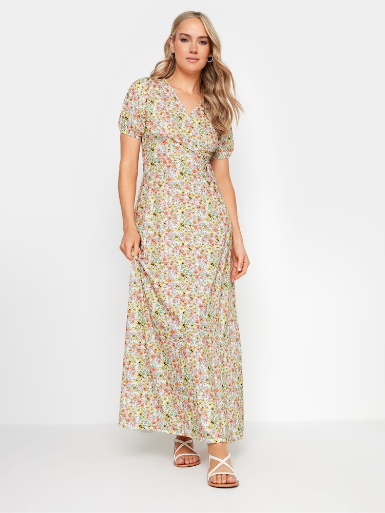 Long Tall Sally Pastel Vintage Floral Wrap Maxi Dress - Image 1 of 5 Long Tall Sally Pastel Vintage Floral Wrap Maxi Dress - Image 1 of 5
