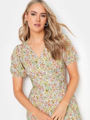 Long Tall Sally Pink Pastel Vintage Floral Wrap Maxi Dress - Image 4 of 5