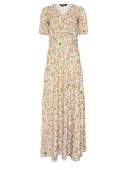 Long Tall Sally Pink Pastel Vintage Floral Wrap Maxi Dress - Image 5 of 5