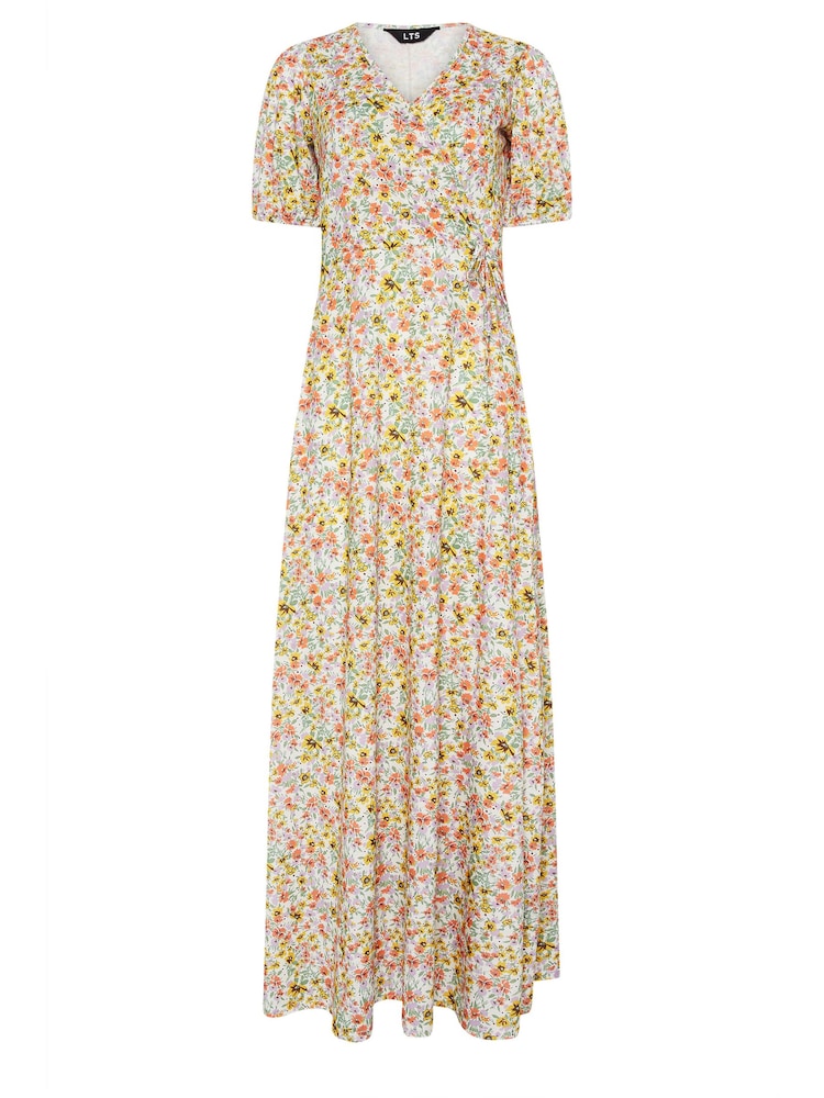Long Tall Sally Pink Pastel Vintage Floral Wrap Maxi Dress - Image 5 of 5
