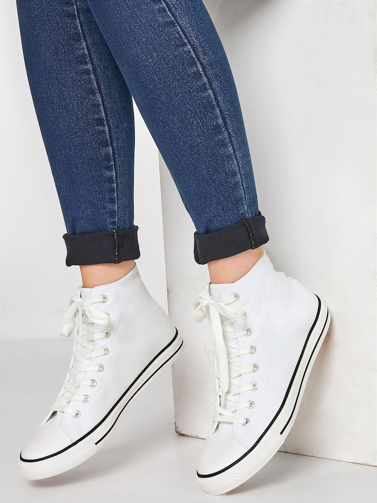 Long Tall Sally White Canvas High Top Trainers - Image 1 of 5 Long Tall Sally White Canvas High Top Trainers - Image 1 of 5