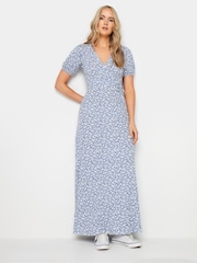 Long Tall Sally Blue/White Ditsy Wrap Maxi Dress - Image 1 of 5