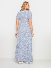 Long Tall Sally Blue/White Ditsy Wrap Maxi Dress - Image 3 of 5