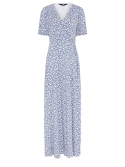 Long Tall Sally Blue/White Ditsy Wrap Maxi Dress - Image 5 of 5
