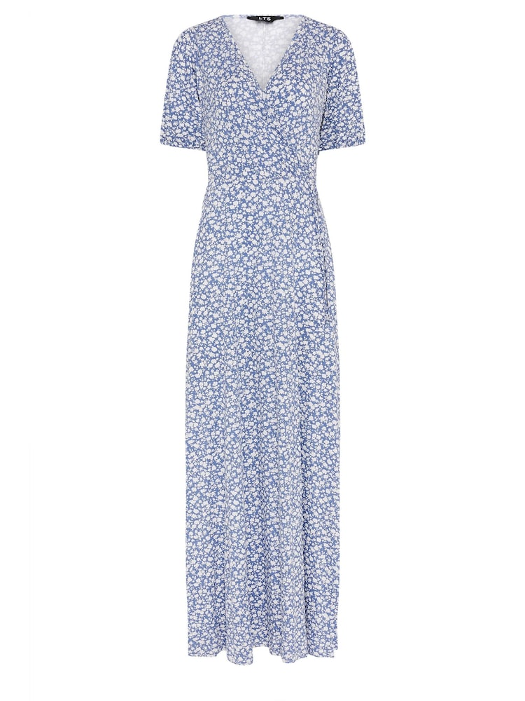 Long Tall Sally Blue/White Ditsy Wrap Maxi Dress - Image 5 of 5