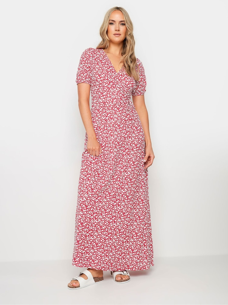 Long Tall Sally Red Ditsy Wrap Maxi Dress - Image 1 of 5