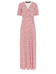 Long Tall Sally Red Ditsy Wrap Maxi Dress - Image 5 of 5