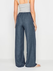 Long Tall Sally Blue Textured Wide Leg Trousers - Image 3 of 5
