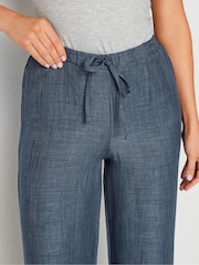 Long Tall Sally Blue Textured Wide Leg Trousers - Image 4 of 5