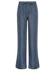 Long Tall Sally Blue Textured Wide Leg Trousers - Image 5 of 5