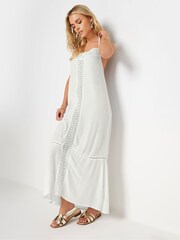 PixieGirl Petite White Crochet Trim Halter Maxi Dress - Image 3 of 6