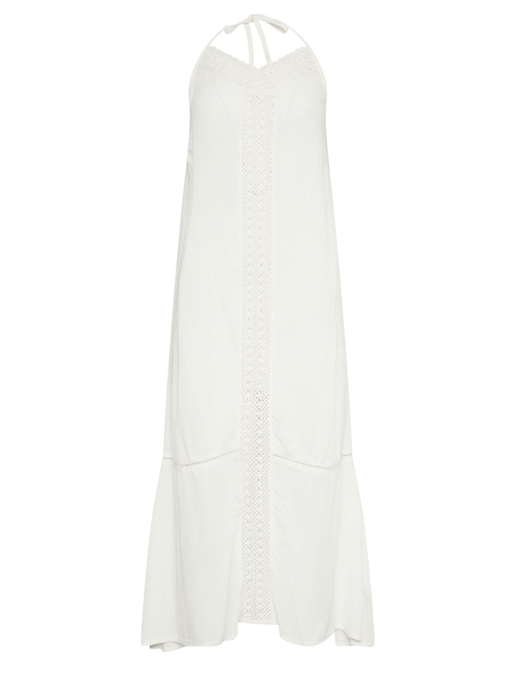 PixieGirl Petite White Crochet Trim Halter Maxi Dress - Image 5 of 5