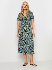 Long Tall Sally Black Floral Wrap Midi Dress - Image 1 of 5