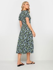 Long Tall Sally Black Floral Wrap Midi Dress - Image 3 of 5