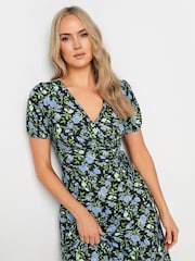 Long Tall Sally Black Floral Wrap Midi Dress - Image 4 of 5