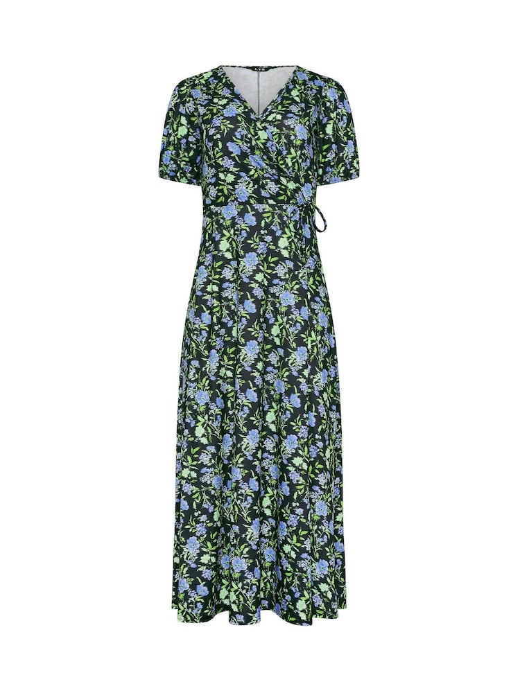 Long Tall Sally Black Floral Wrap Midi Dress - Image 5 of 5