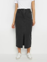 Long Tall Sally Black Lightweight Acid Wash 100% Cotton Skirt - Image 2 of 5