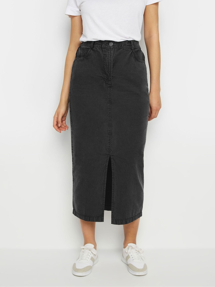 Long Tall Sally Black Lightweight Acid Wash 100% Cotton Skirt - Image 2 of 5