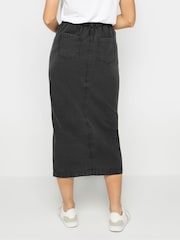 Long Tall Sally Black Lightweight Acid Wash 100% Cotton Skirt - Image 3 of 5