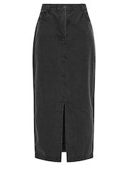 Long Tall Sally Black Lightweight Acid Wash 100% Cotton Skirt - Image 5 of 5