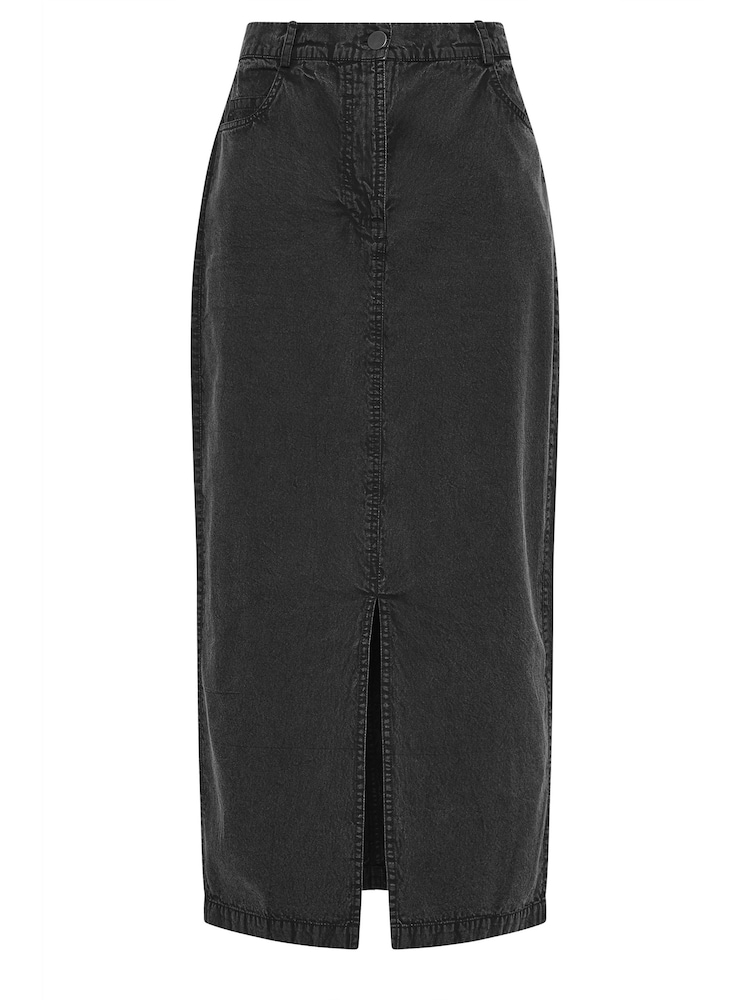 Long Tall Sally Black Lightweight Acid Wash 100% Cotton Skirt - Image 5 of 5