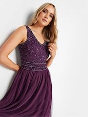 Long Tall Sally Red V-Neck Embroidered Dress - Image 2 of 5