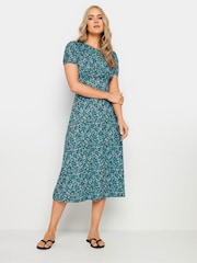 Long Tall Sally Blue Ditsy Puff Sleeve Tea Midi Dress - Image 1 of 5