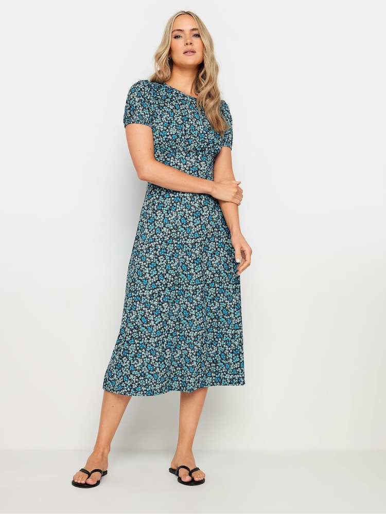 Long Tall Sally Blue Ditsy Puff Sleeve Tea Midi Dress - Image 1 of 5