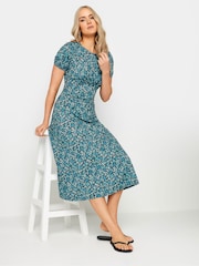 Long Tall Sally Blue Ditsy Puff Sleeve Tea Midi Dress - Image 2 of 5