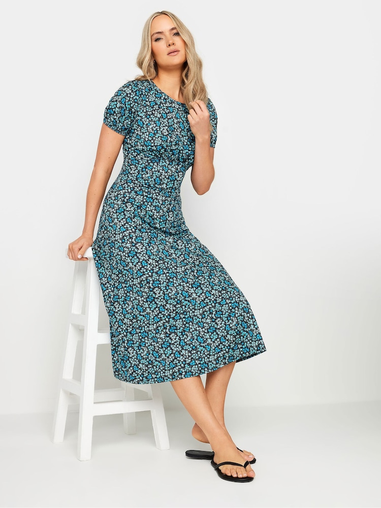 Long Tall Sally Blue Ditsy Puff Sleeve Tea Midi Dress - Image 2 of 5