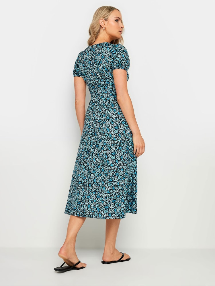 Long Tall Sally Blue Ditsy Puff Sleeve Tea Midi Dress - Image 3 of 5