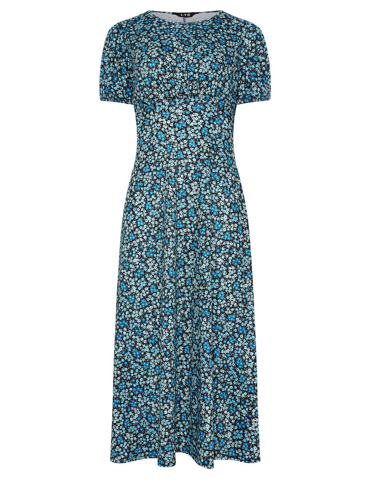 Long Tall Sally Blue Ditsy Puff Sleeve Tea Midi Dress - Image 5 of 5