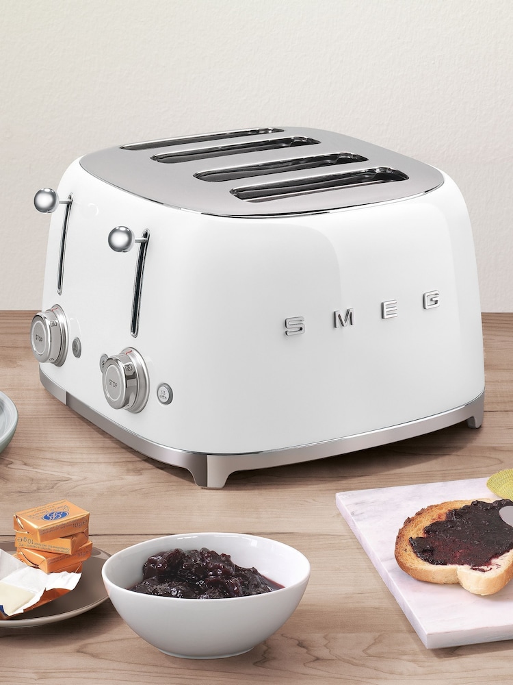 Smeg White 4 Slice Toaster - Image 1 of 6
