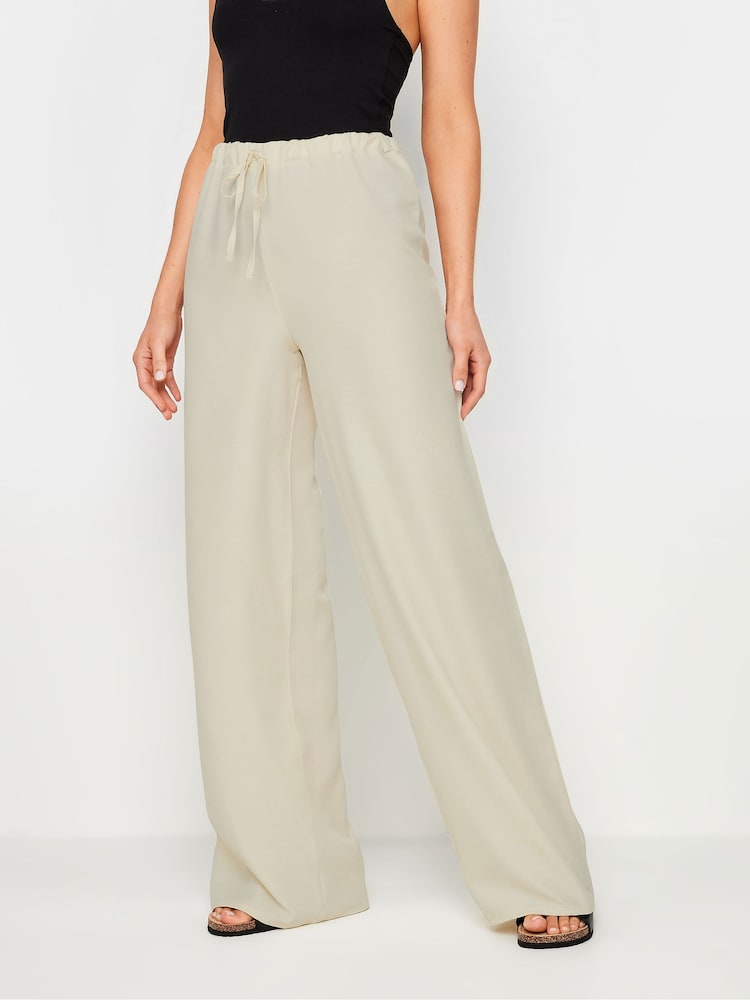 Long Tall Sally Pink Textured Wide Leg Trousers - Image 2 of 5