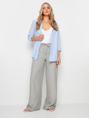 Long Tall Sally Grey Textured Wide Leg Trousers - Image 1 of 6