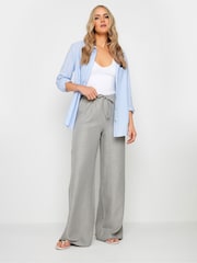 Long Tall Sally Grey Textured Wide Leg Trousers - Image 2 of 6