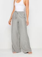 Long Tall Sally Grey Textured Wide Leg Trousers - Image 3 of 6