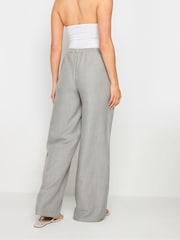 Long Tall Sally Grey Textured Wide Leg Trousers - Image 4 of 6