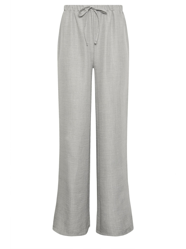 Long Tall Sally Grey Textured Wide Leg Trousers - Image 6 of 6