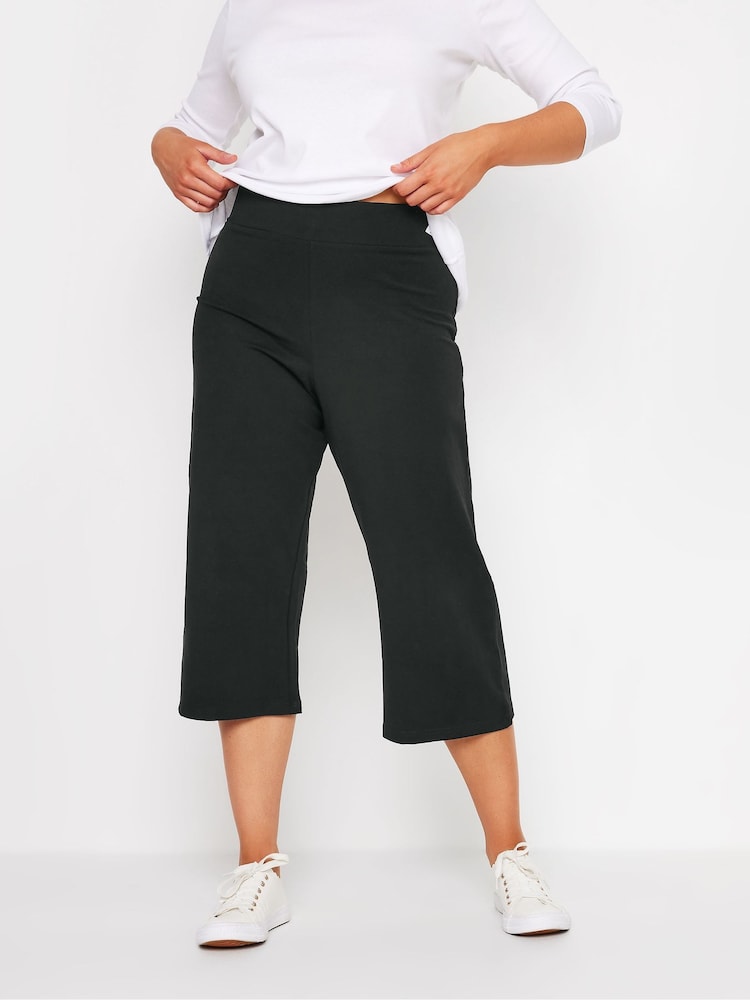 M&Co Black Cropped Wide Leg Yoga Trousers - Image 1 of 5