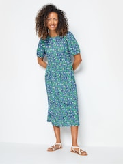 M&Co Blue Ditsy Balloon Sleeve Smock Dress - Image 1 of 5
