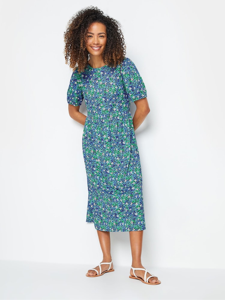 M&Co Blue Ditsy Balloon Sleeve Smock Dress - Image 1 of 5