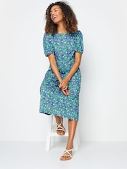 M&Co Blue Ditsy Balloon Sleeve Smock Dress - Image 2 of 5