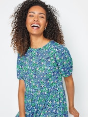 M&Co Blue Ditsy Balloon Sleeve Smock Dress - Image 4 of 5