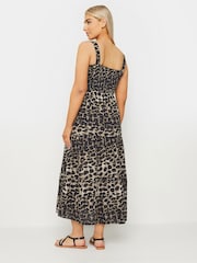 M&Co Natural Animal Print Shirred Waist Strap Dress - Image 3 of 5