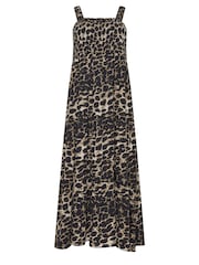 M&Co Natural Animal Print Shirred Waist Strap Dress - Image 5 of 5