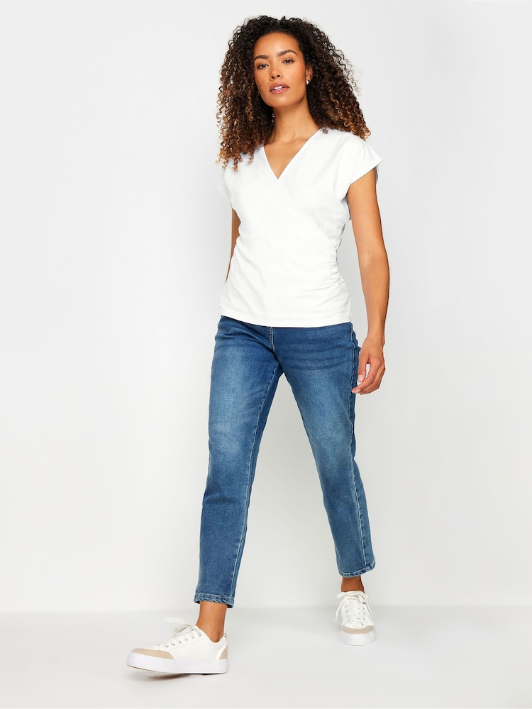 M&Co White Grown On Sleeve Wrap Top - Image 2 of 5 M&Co White Grown On Sleeve Wrap Top - Image 2 of 5