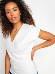 M&Co White Grown On Sleeve Wrap Top - Image 4 of 5