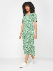 M&Co Green Ditsy Print V-Neck Short Sleeve Dress - Image 2 of 6